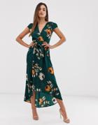 Ax Paris Wrap Maxi Dress-blue