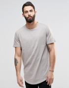 Only & Sons Longline T-shirt With Wide Neck - Crockery
