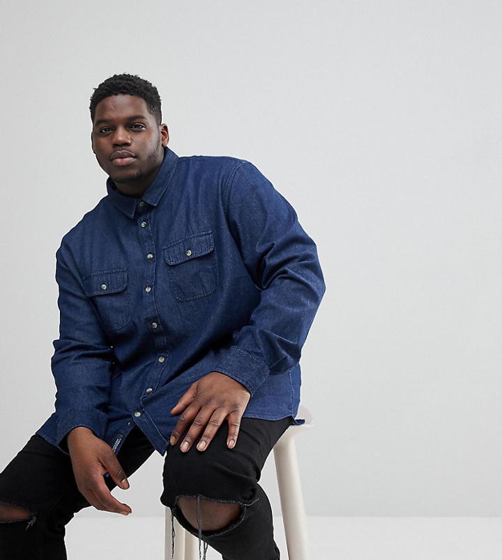 Jacamo Plus Denim Shirt - Blue
