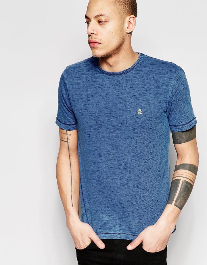 Original Penguin Embroidered Penguin Logo T-shirt - Blue
