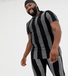 Asos Design X Laquan Smith Plus Skinny Fit Glitter Stripe T-shirt - Multi