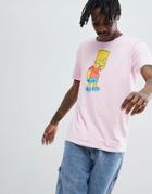 Bershka Bart Simpson T-shirt In Pink - Pink