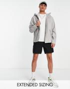 Asos Design Hooded Rubberised Rain Jacket In Light Gray