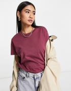 Asos Design Ultimate T-shirt With Crew Neck In Organic Cotton Blend In Wine-red