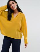 Warehouse Silk Pleat Back Batwing Shirt - Yellow