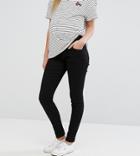 Asos Design Maternity Ridley Skinny Jeans In Clean Black With Under The Bump Waistband - Black