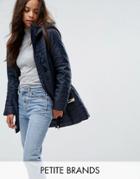 Vero Moda Petite Padded Faux Fur Belted Parka - Navy