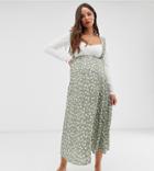 Asos Design Maternity Midi Pinafore Skirt In Floral Print-multi