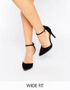 New Look Wide Fit Gold Trim Heeled Shoe - Black