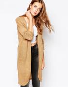 Blend She Long Textured Cardigan - Camel