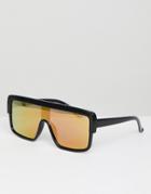 Black Phoenix Square Frame Flat Top Sunglasses - Black