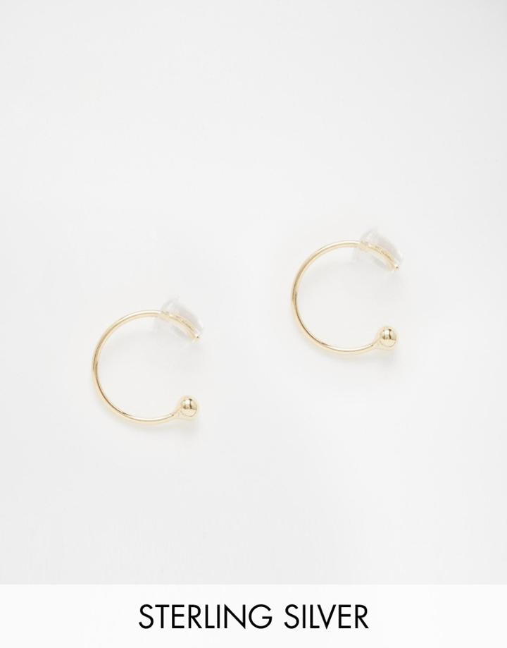 Asos Gold Plated Sterling Silver 12mm Reverse Through Hoop Earrings - Gold Plated