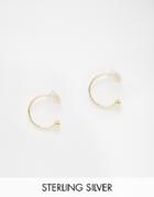 Asos Gold Plated Sterling Silver 12mm Reverse Through Hoop Earrings - Gold Plated