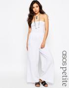 Asos Petite Bandeau Jumpsuit With Wide Leg - White