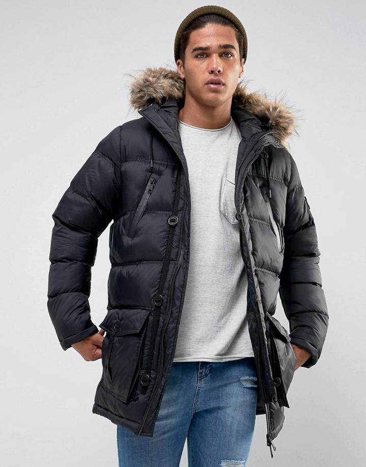 Brave Soul Puffer Parka - Black