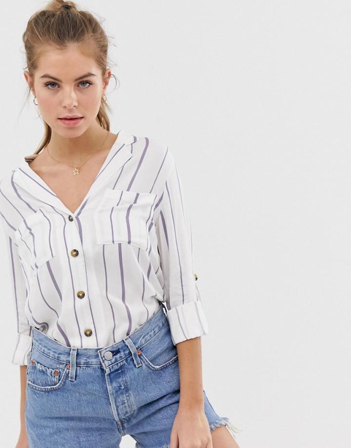 Oasis Shirt With Roll Sleeves In Stripe - Multi
