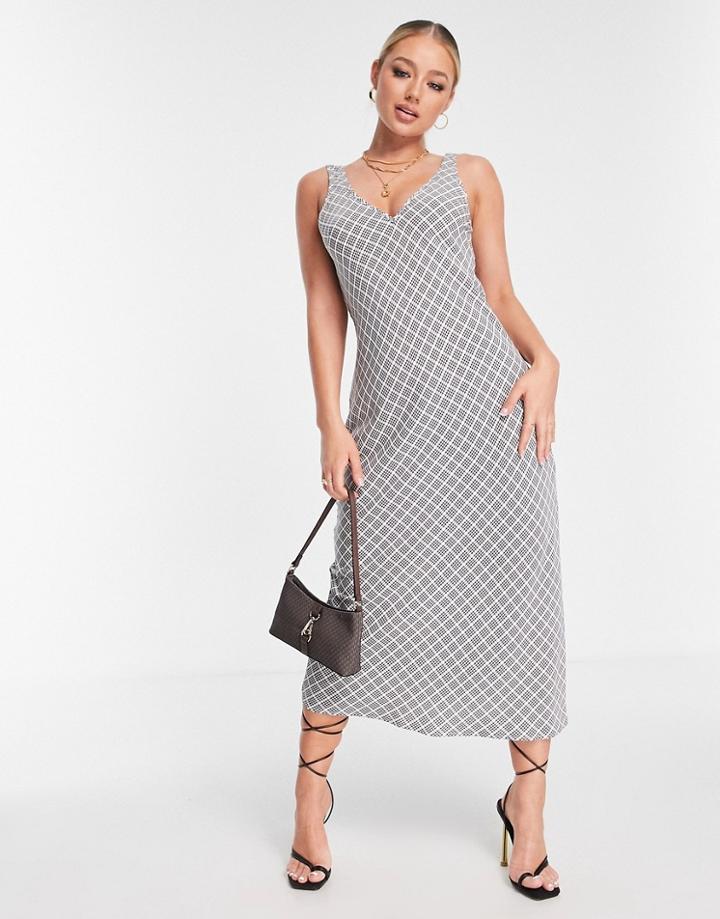 Flounce London Midi Cami Dress In Black And White Plaid