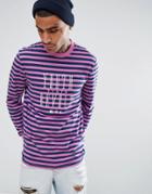 Asos Longline Stripe T-shirt With Youth Revolt Embroidery - Pink