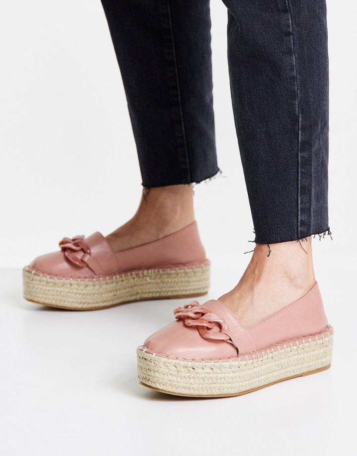 Asos Design Jakie Flatform Chain Espadrilles In Pink