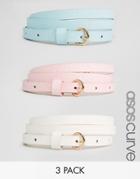 Asos Curve 3 Pack Glitter Belts - Pastel