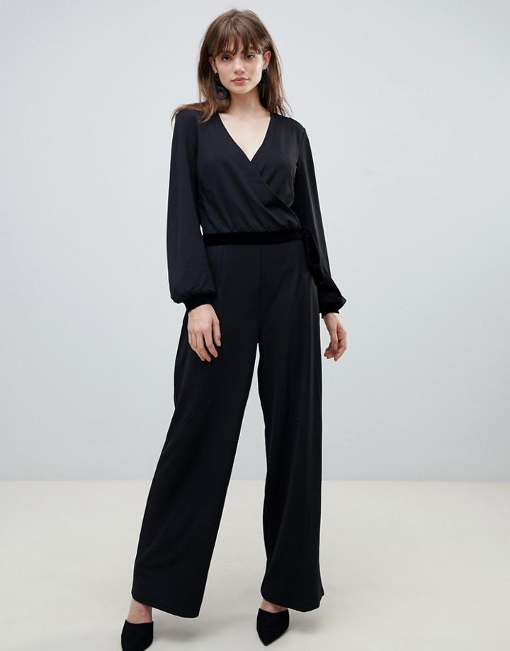 Pieces Kloe Luxe Wrap Jumpsuit - Black