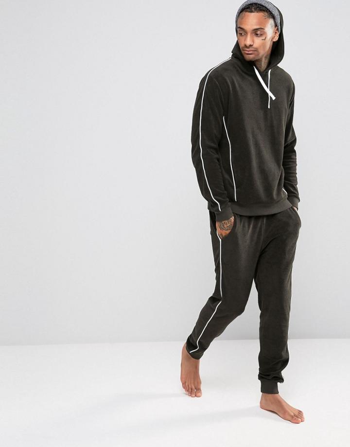 Asos Loungewear Skinny Jogger With Piping In Washed Black - Black