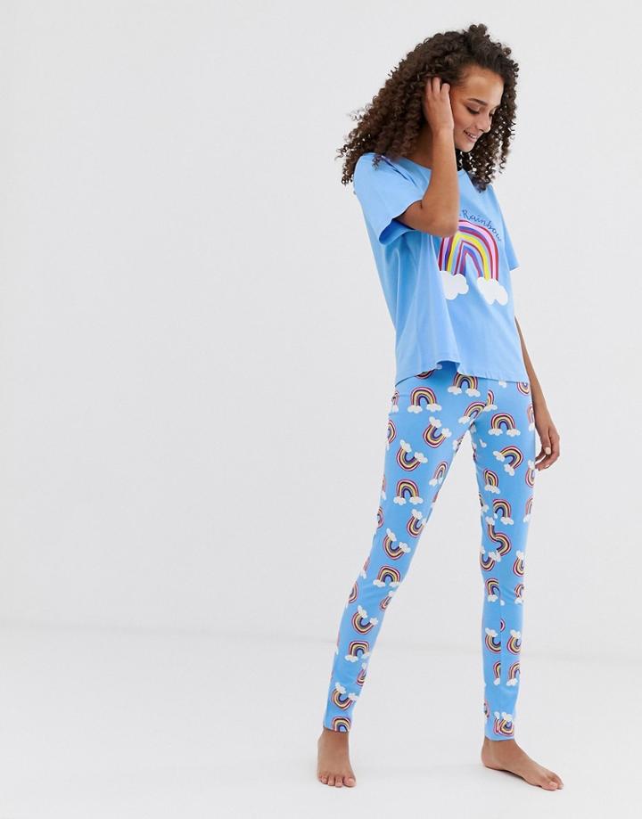 Asos Design Rainbow Legging Pyjama Set-multi