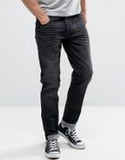 Solid Skinny Fit Jeans In Light Blue Wash With Stretch - Blue