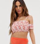 Peek & Beau Fuller Bust Exclusive Smocked Bikini Top In Paisley Spice-orange