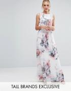 Little Mistress Tall Floral Printed Maxi Dress With Pleated Skirt Detail - Multi