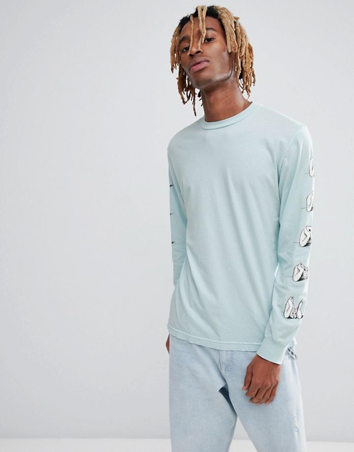 Rip'n'dip Long Sleeve T-shirt With Sleeve Print - Green