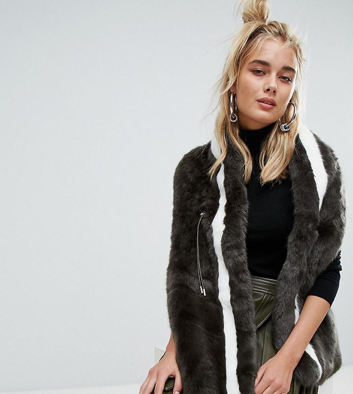 Urbancode Khaki Faux Fur Drawstring Scarf