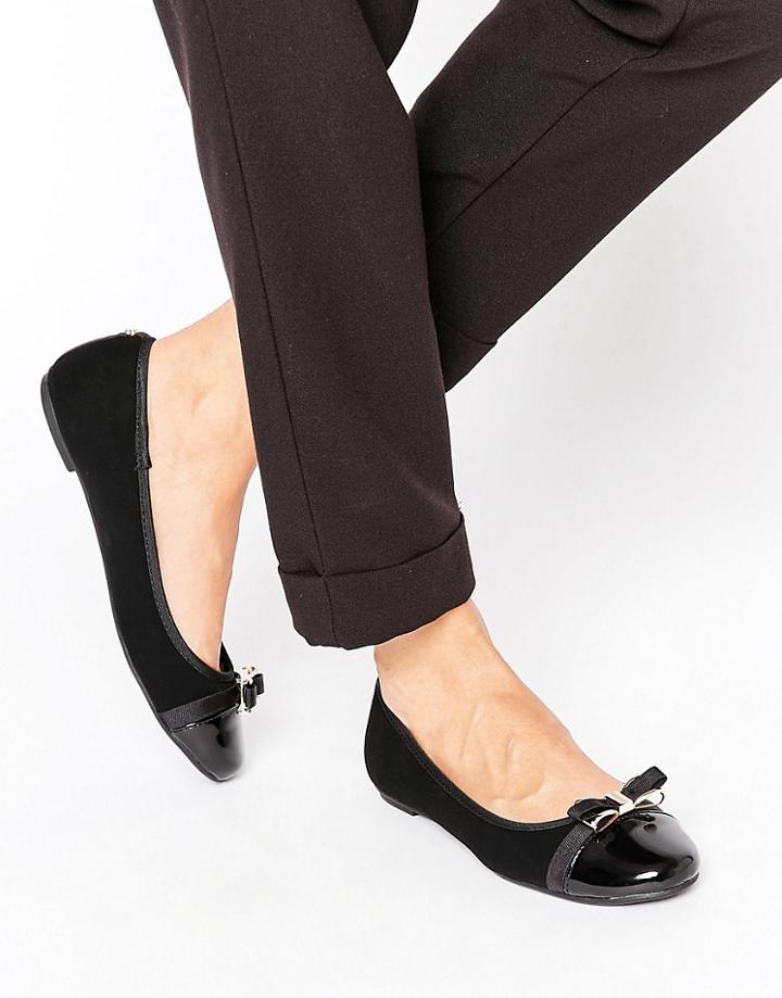 Head Over Heels By Dune Hadisia Black Patent Flat Shoes - Black