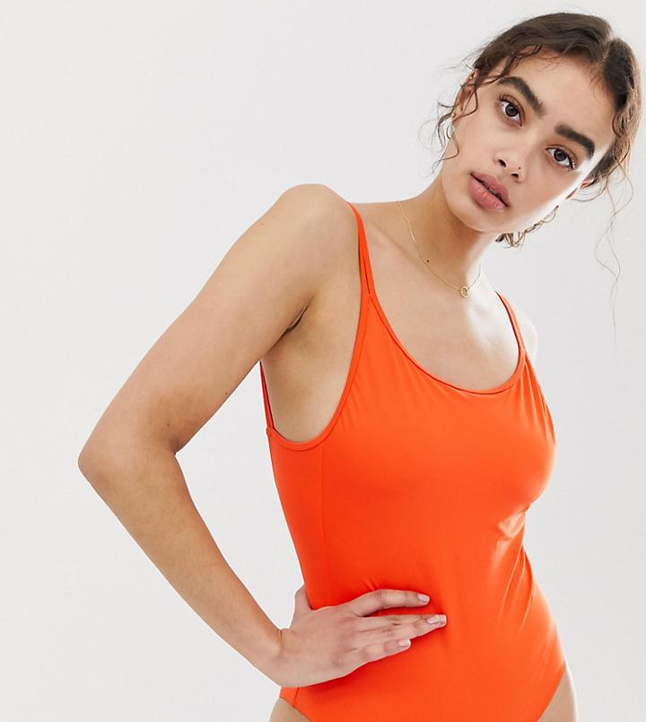 Weekday Strappy Swimsuit In Bright Red
