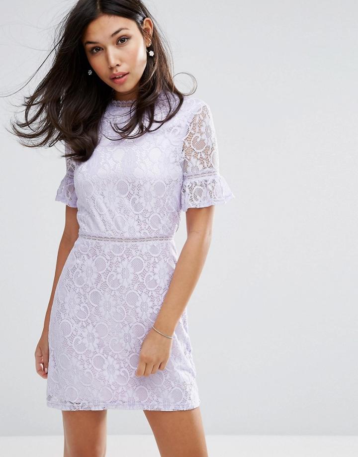 Fashion Union Dress In Lace - Purple