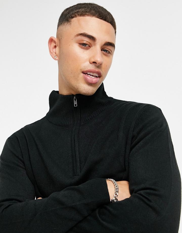 Another Influence Half Zip Sweater In Black