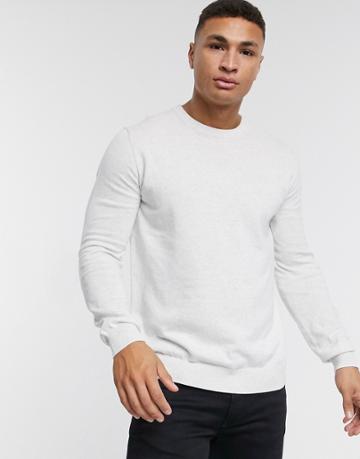 Esprit Knit Sweater With Crew Neck In Light Gray-grey