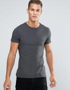 Tommy Hilfiger T-shirt With Flag Logo In Slim Stretch Gray - Gray