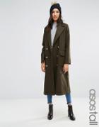 Asos Tall Coat With Oversized Styling - Green