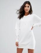 Missguided White Ripped Oversized Sweater Dress - Cream