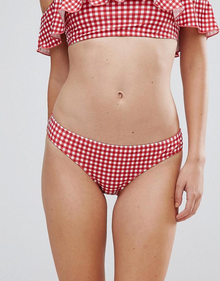 Warehouse Gingham Bikini Bottoms - Red