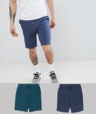 Asos Design Jersey Skinny Shorts 2 Pack Blue/denim Marl - Multi