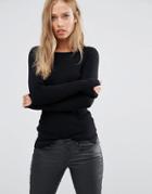 Vila Long Sleeve Top With Split Cuffs - Black