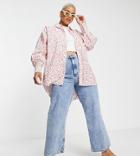 Neon Rose Plus Oversized Dad Shirt In Pink Ditsy Floral