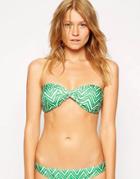 Asos Green Chevron Twist Bandeau Bikini Top - Multi