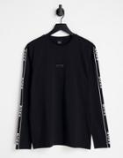 Boss Twrapped Long Sleeve Top With Central Logo In Black