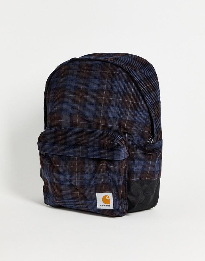 Carhartt Wip Flint Corduroy Backpack In Blue Check
