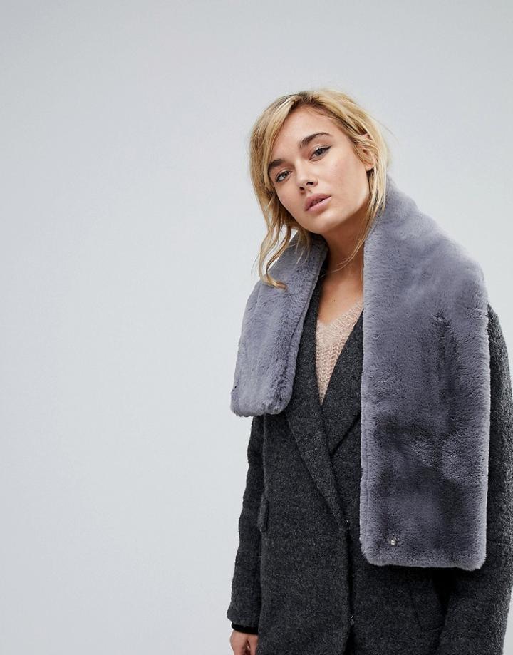 Ted Baker Faux Fur Long Scarf - Gray