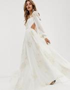 Asos Edition Embellished Print Maxi Dress - White