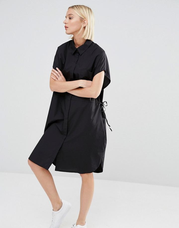 Weekday Shirt Dress With Drawstring Waist - Black
